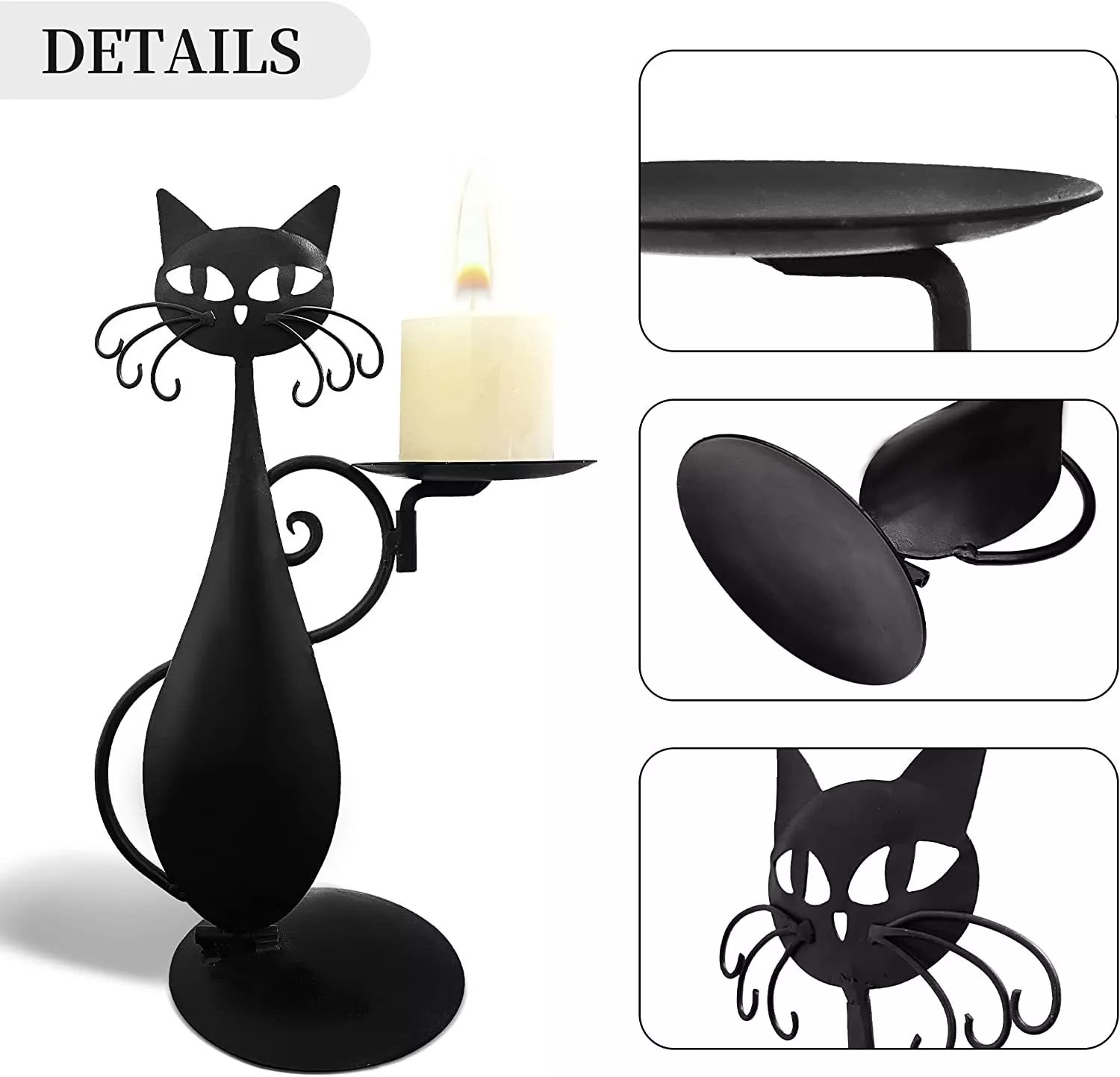 Vintage Black Cat Candlestick Ornament